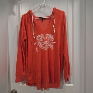 Derek Heart Orange Long Sleeve Top with Graphic